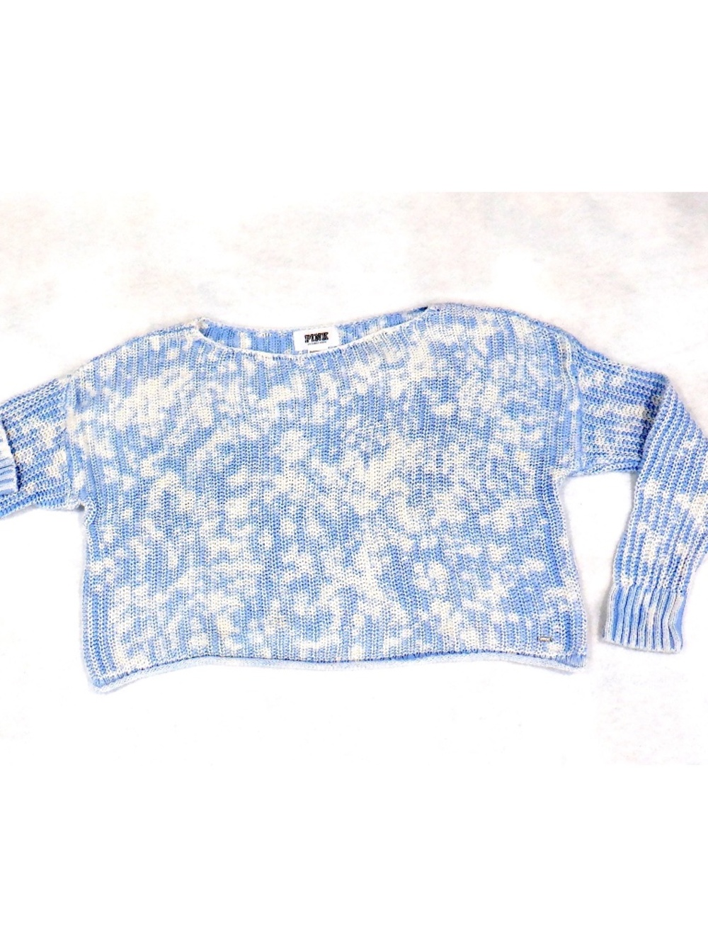 PINK Victoria's Secret Blue & White Crop Sweater